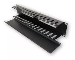ORGANIZADOR DE CABLE REGUVOLT DE 2U DE RACK DE 5 ANILLOS DE METAL C/TAPA DE METAL