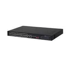 SWITCH DAHUA POE, POE INTELIGENTE,TRANSMISIÓN POE DE LARGA DISTANCIA, 24 PUERTO RJ45 10/100MBPS, 2 PUERTO RJ45 10/100/1000 MBPS (UPLINK), 2 PUERTO SFP 1000 MBPS (UPLINK)