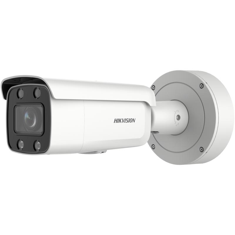 CÁMARA HIKVISION IP BULLET  4 MPX, ACUSENSE (DARKFIGHTER), COLORVU, MOTORIZADA DE 3,6 A 9MM, IR 60 MTS, RANURA PARA TARJETA MICRO SD HASTA 512GB 12VDC Y POE IP66, IK10, 1E/S DE ALARMA, 1E/S DE AUDIO