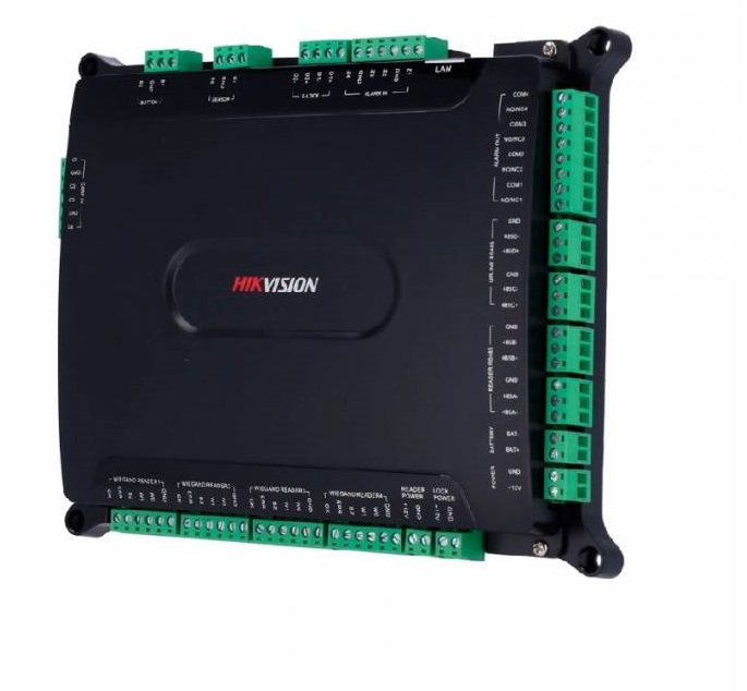 CONTROLADORA HIKVISION PARA 4 PUERTAS, SOPORTA HASTA 300,000 EVENTOS Y 100,000 TARJETAS, TCP/IP  4 ENTRADA WIEGAND, 8 RS-485