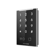 LECTOR HIKVISION DE TARJETAS, TECLADO, QR, MIFARE 13,56MHZ, RS-485 Y WIEGAND