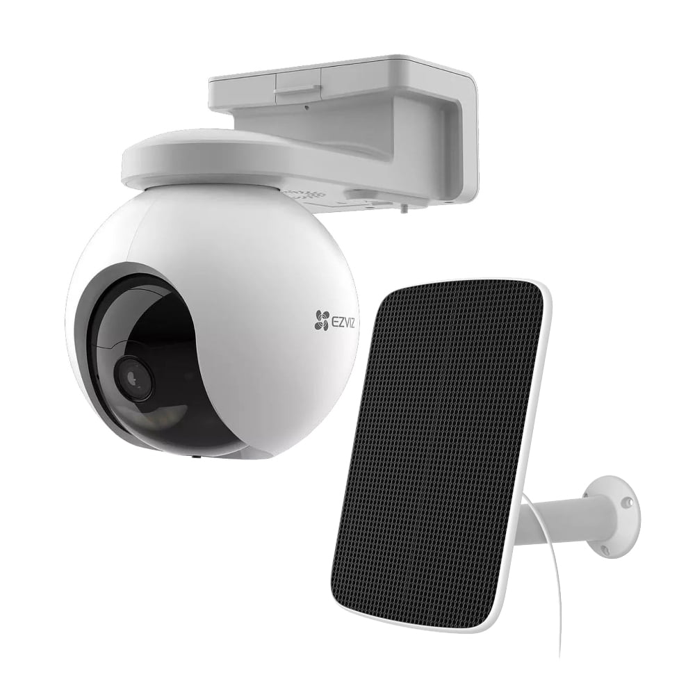 CÁMARA EXTERIOR EZVIZ EB8 4G+SOLAR PANEL, 3 MPX, IR 15 MTS, RANURA MICRO SD, AUDIO BIDIRECCIONAL, BATERÍA 10400 MAH, AI DETECCION DE PERSONA, IP65, 5 V/2 A CONSUMO MAXIMO 10W