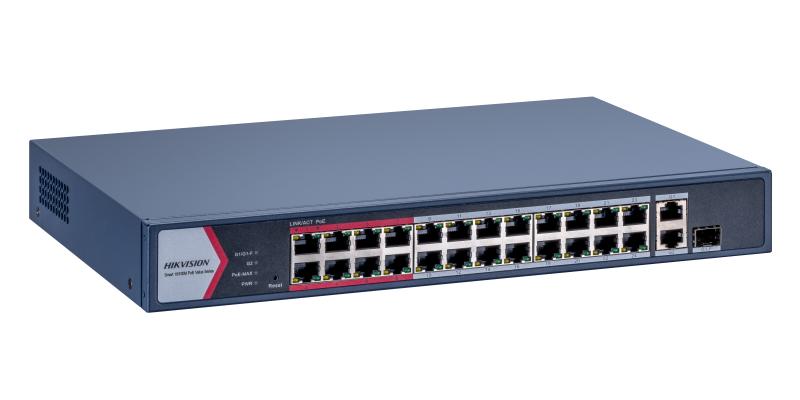 SWITCH POE HIKVISION 24 PUERTOS, 2 UPLINK GIGA, 370W
