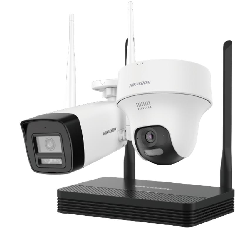 Kit IP Inalámbrico Hikvision Easy link 2 Mpx, NVS 4 Canales, 1 bullet exterior, 1 domo Interior con Lente 2.8 mm y Dual Light, Audio Bidireccional