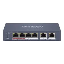 Switch Poe Hikvision 4 puertos, 2 up link, 60 W