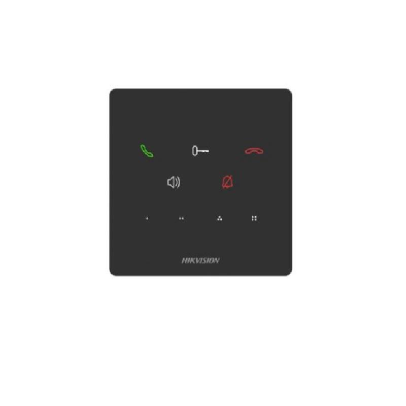 Estación interior Hikvision sin pantalla, PoE, 4 botones táctiles