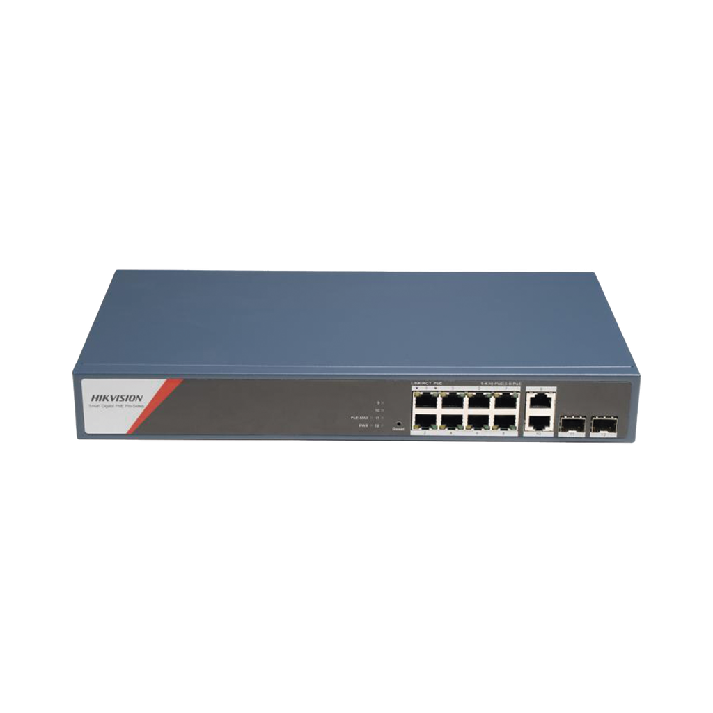 Switch Gigabit 8 puertos PoE+, Administrable, 2 Uplink GB, 2 SFP, 130 W
