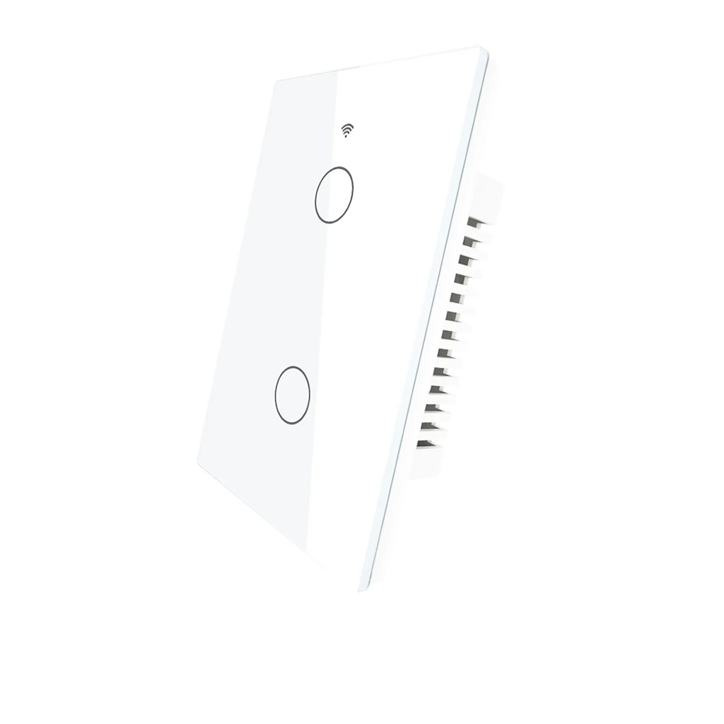 Tecla Smart WIFI de 2 canales. Vivo solo. Color Blanco. Tecla touch. Panel de vidrio - MOES