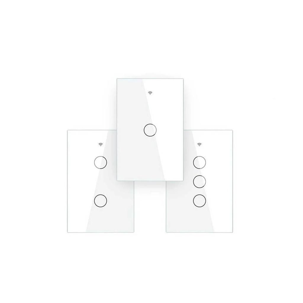 Tecla Smart WIFI de 3 canales. Vivo solo. Color Blanco. Tecla touch. Panel de vidrio - MOES