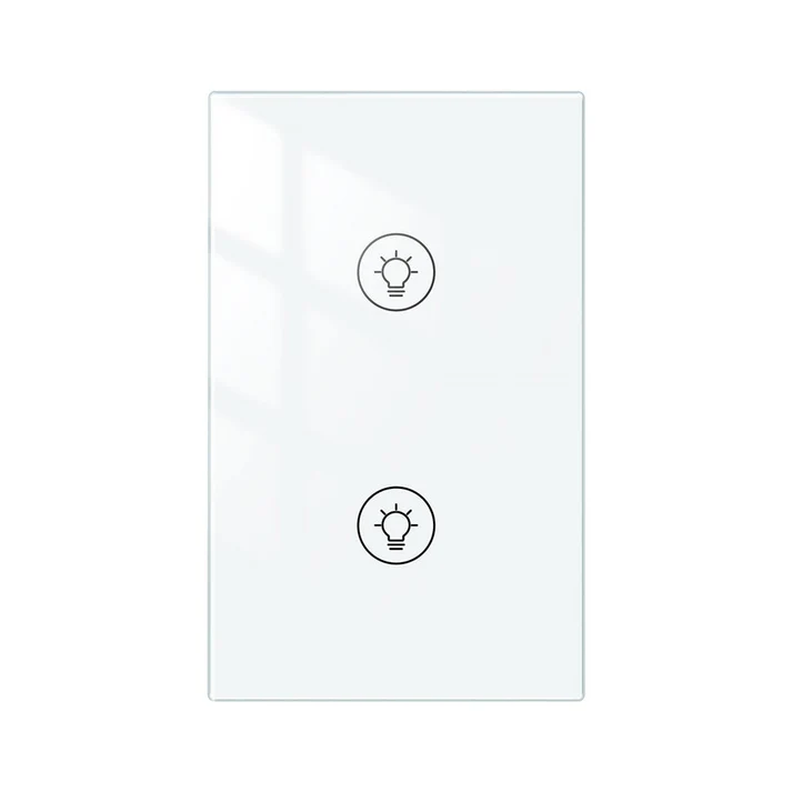 Tecla Dimmer Smart WIFI de 2 canales. Vivo + Neutro. Color Blanco. Tecla touch. Panel de vidrio - MOES
