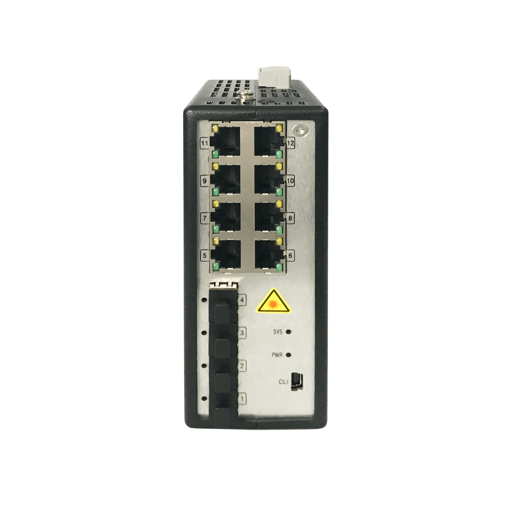 Switch Hikvision Gigabit 8 puertos PoE+, Industrial, Administrable, 4 SFP, 250 W, 48 a 57 VCD, sin fuente
