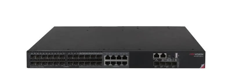 SWITCH HIKVISION CORE L3 ADMINISTRABLE, 24 PUERTOS SFP GIGABIT (8 COMBO RJ45), 4 PUERTOS SFP+ 10G, 1 SLOT DE EXPANSIÓN