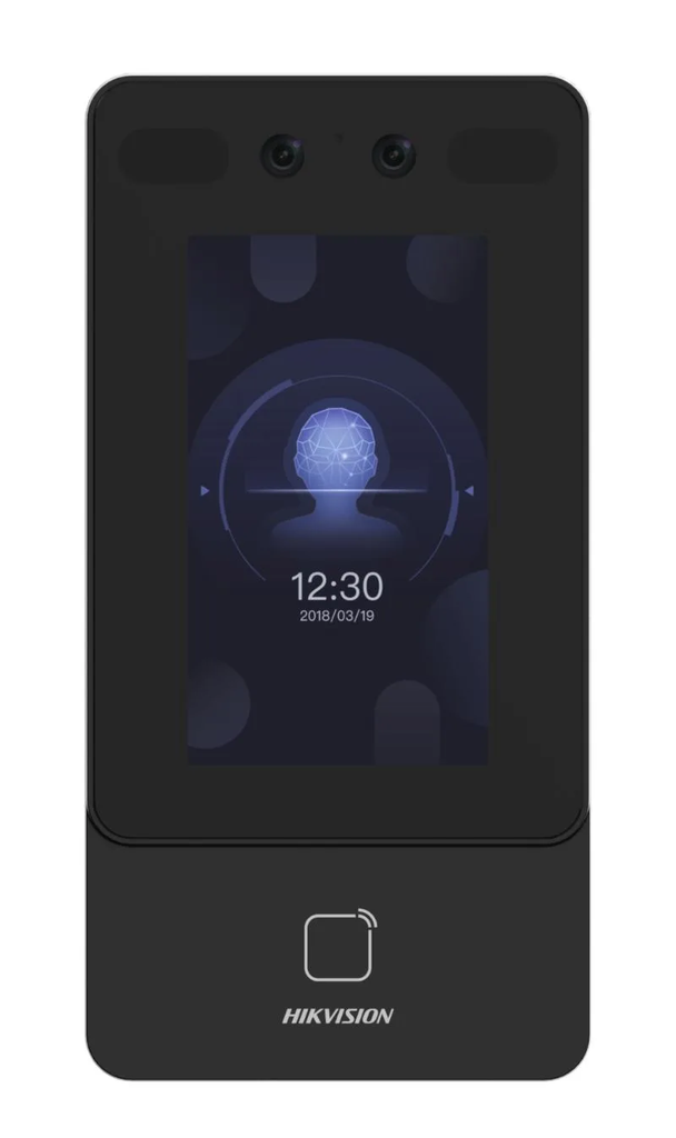 CONTROL DE ACCESO HIKVISION CON RECONOCIMIENTO FACIAL,  , TARJETAS MIFARE Y PIN, PANTALLA TACTIL 4.3", CAPACIDAD 1.500 ROSTROS Y 3.000 TARJETAS, AUDIO BIDIRECCIONAL, POE+, IP65