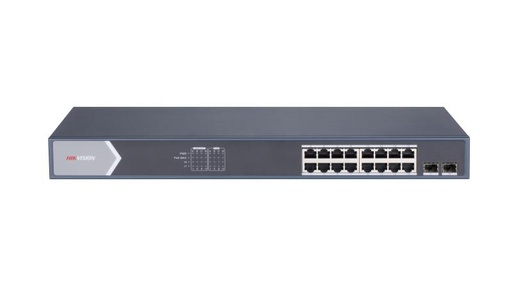 [DS-3E0518P-E-M] SWITCH POE HIKVISION DE 16 PUERTOS GIGABIT POE/POE+, + 2 UPLINK GIGABIT, NO ADMINISTRABLE, 802.3AF