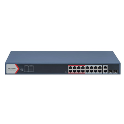 [DS-3E1318P-EI] SWITCH POE HIKVISION DE 16 PUERTOS RJ45 100 MBPS,  2 PUERTO DE RED GIGABIT.FAST ETHERNET. CCTV HASTA 300M, ADMINISTRABLE, IEEE802.3 AT