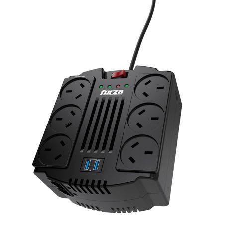 [FVR-1202USBA] ESTABILIZADOR FORZA AUTOMÁTICO DE VOLTAJE 1200VA/600W, 6 IRAM, 2 USB-220V