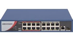[DS-3E0318P-E/M] SWITCH NO ADMINISTRABLE HIKVISION 16 PUERTOS, 1 UPLINK RJ45, 1 UPLINK SFP, POE BUDGET 135W