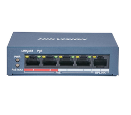 [DS-3E0105P-E/M] SWITCH POE HIKVISION DE 4 PUERTOS POE/POE+, + 1UPLINK 100 MBPS, 802.3AF, MAX POWER 35W, ALIMENTACIÓN: 48 VDC, 0,8A