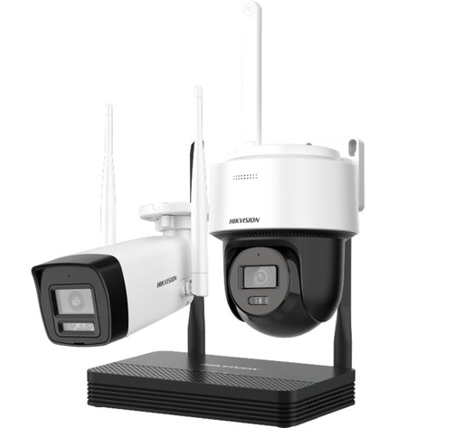 [NKS422W03H]  Kit IP Inalámbrico Hikvision Easy link 2 Mpx, NVS 4 Canales, 1 bullet exterior, 1 domo PT Dual Light, Audio Bidireccional