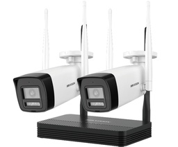 [NKS424W0H] Kit IP Inalámbrico Hikvision Easy link 4 Mpx, NVS 4 Canales, 2 bullet exterior Dual Light