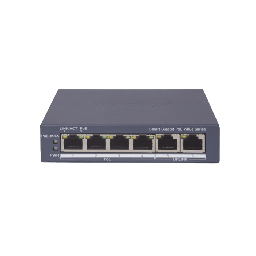 [DS-3E1506P-EI/M] Switch Gigabit PoE+ Hikvision Administrable 4 Puertos GB Mbps PoE+, 2 UP links Gb, Nube, 45 Watts