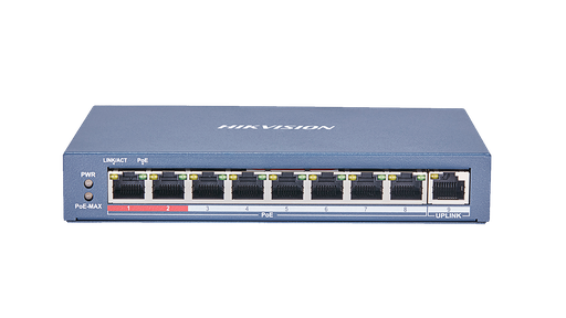 [DS-3E0109P-E] Switch PoE de 8 puertos 10/100 Mbps, más un puerto 100 Mbps (RJ-45), no administrable, 123w max