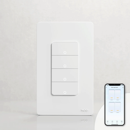 [WS-B-US4-N-WH-MS] Tecla Smart WIFI de 4 canales. Vivo + Neutro. Color Blanco. Tecla mecánica - MOES