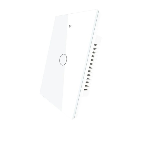 [WRS-US1-L-WH-MS] Tecla Smart WIFI de 1 canal. Vivo solo. Color Blanco. Tecla touch. Panel de vidrio - MOES