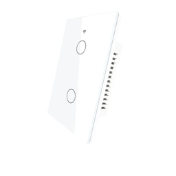 [WRS-US2-L-WH-MS] Tecla Smart WIFI de 2 canales. Vivo solo. Color Blanco. Tecla touch. Panel de vidrio - MOES