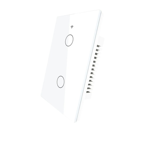 [WRS-US2-L-WH-MS] Tecla Smart WIFI de 2 canales. Vivo solo. Color Blanco. Tecla touch. Panel de vidrio - MOES