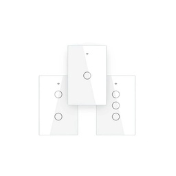 [WRS-US3-L-WH-MS] Tecla Smart WIFI de 3 canales. Vivo solo. Color Blanco. Tecla touch. Panel de vidrio - MOES