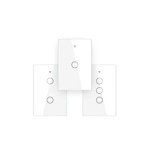 [WRS-US3-L-WH-MS] Tecla Smart WIFI de 3 canales. Vivo solo. Color Blanco. Tecla touch. Panel de vidrio - MOES
