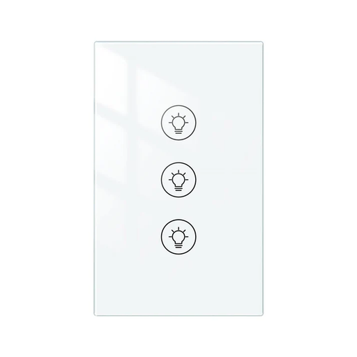 [WS-USD3-WH-MS] Tecla Dimmer Smart WIFI de 3 canales. Vivo + Neutro. Color Blanco. Tecla touch. Panel de vidrio - MOES