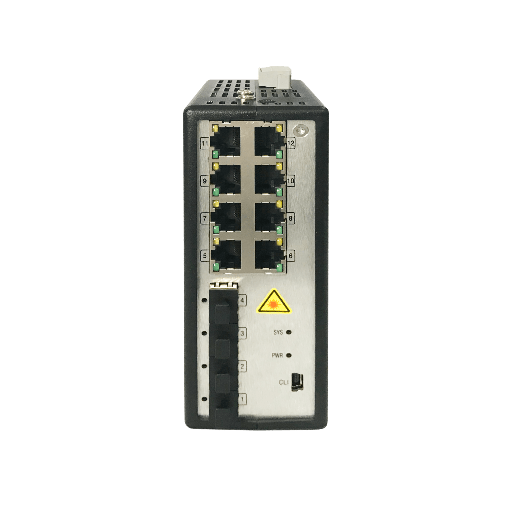 [DS-3T3512P/No Power unit] Switch Hikvision Gigabit 8 puertos PoE+, Industrial, Administrable, 4 SFP, 250 W, 48 a 57 VCD, sin fuente