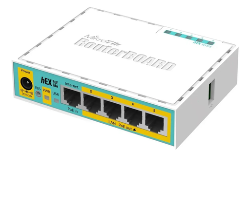 [RB750UPR2] ROUTER MIKROTIK HEX POE LITE, 5 PUERTOS 10/100 MBPS, CPU 650 MHZ, RAM 64MB